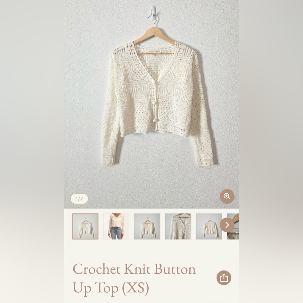 Chelsea & Theodore Ivory Crochet Knit Cardigan